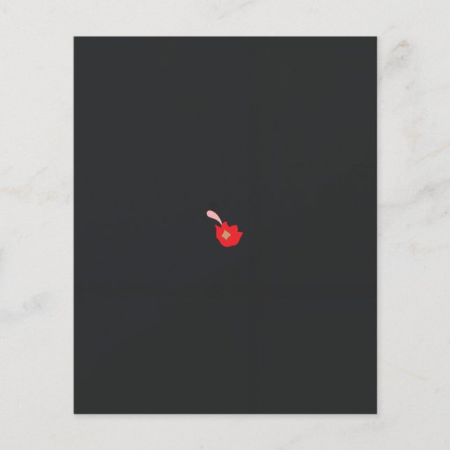 en röd blomma med svart bakgrund flygblad (Framsidan)