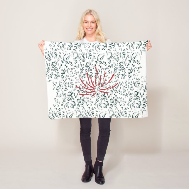 en röd blomma på en svart bakgrund fleecefilt (På plats)