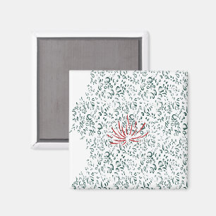 en röd blomma på en svart bakgrund magnet