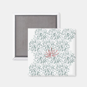 en röd blomma på en svart bakgrund magnet