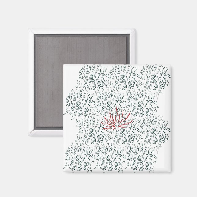 en röd blomma på en svart bakgrund magnet (Front/Back)