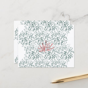 en röd blomma på en svart bakgrund vykort