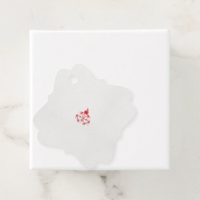 en röd blomma på vit bakgrund gåvor etiketter (På plats)