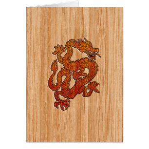 En röd drake på Bamboo... Hälsningskort
