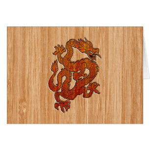 En röd drake på Bamboo... Hälsningskort
