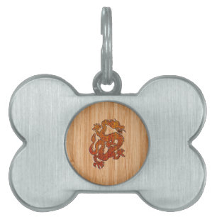 En röd drake på Bamboo... Namnbricka Husdjur