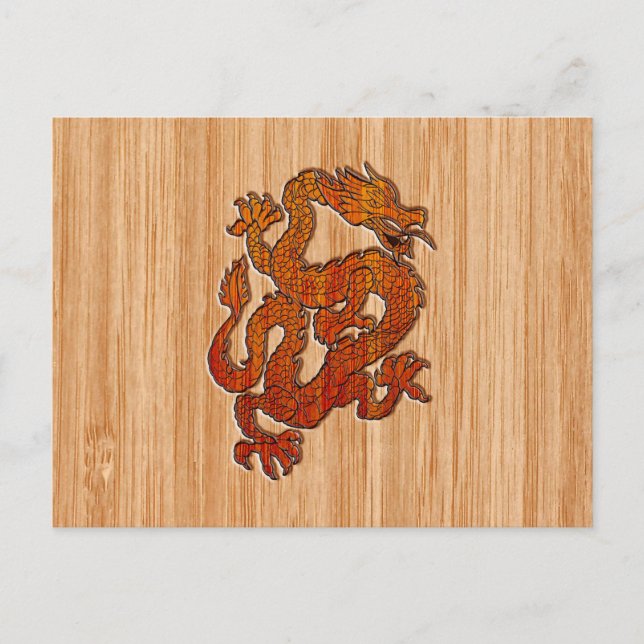 En röd drake på Bamboo... Vykort (Framsida)
