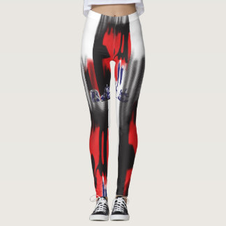 En röd grafik med fetstilt geometrisk form leggings