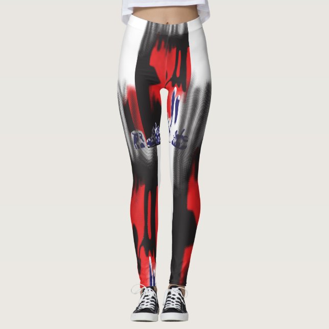 En röd grafik med fetstilt geometrisk form leggings (Framsida)