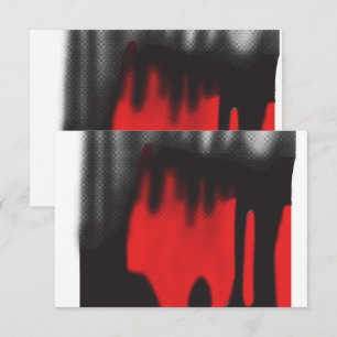 En röd grafik med fetstilt geometrisk form tack kort