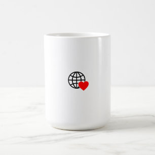 En röd hjärtsymbol skapat med ett jämnt, fetstilt  kaffemugg