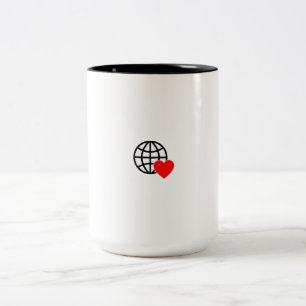 En röd hjärtsymbol skapat med ett jämnt, fetstilt Två-Tonad mugg