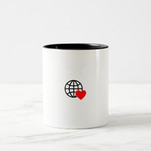 En röd hjärtsymbol skapat med ett jämnt, fetstilt Två-Tonad mugg