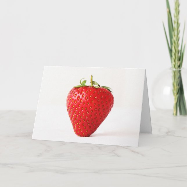 En röd jordgubbsgccna kort (Framsida)