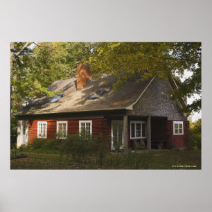 En röd logg hemma poster