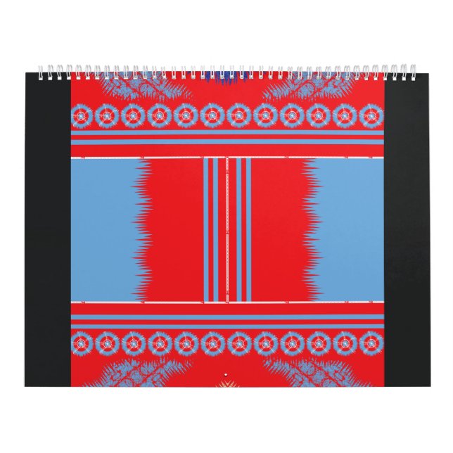 en röd och blå mönster kalender (Omslag)