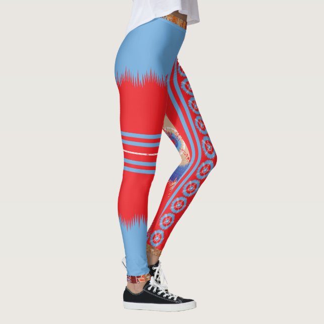 en röd och blå mönster leggings (Höger)