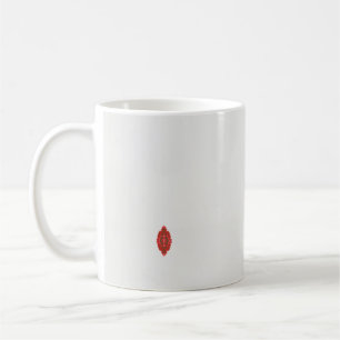 en röd och brun design på vit bakgrund kaffemugg