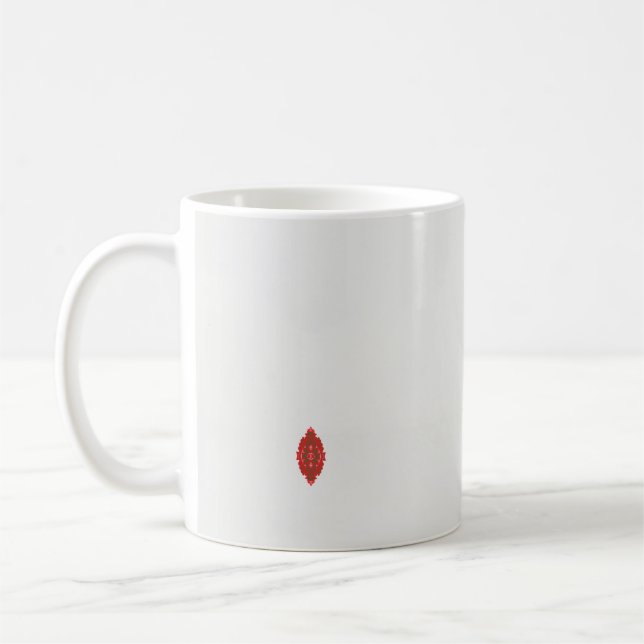 en röd och brun design på vit bakgrund kaffemugg (Vänster)