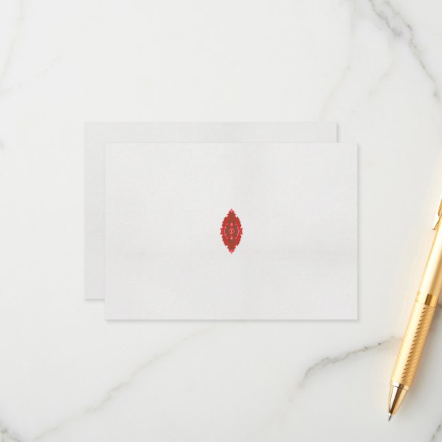 en röd och brun design på vit bakgrund tilläggskort (Fram/Back In Situ)