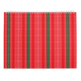en röd och grönt strimlad bakgrund kalender