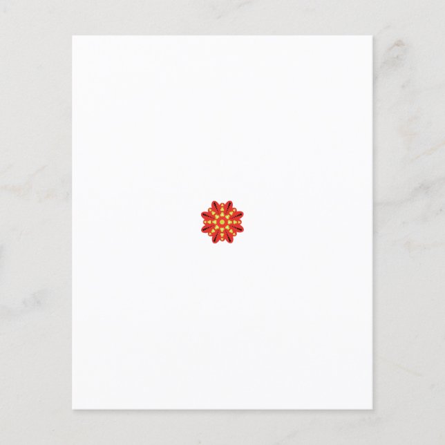 en röd och gult blomma med svarta prickar flygblad (Framsidan)