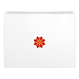 en röd och gult blomma med svarta prickar kalender