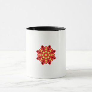 en röd och gult blomma med svarta prickar mugg