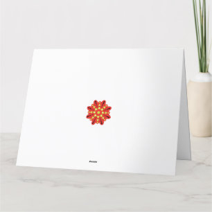 en röd och gult blomma med svarta prickar tack kort