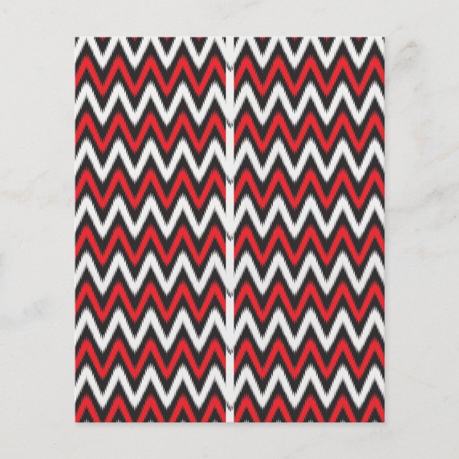 en röd och svart zigzag mönster på en vit bakgrupp flygblad (Framsidan)
