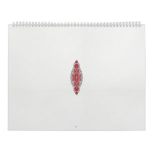 En röd och vit mönster kalender