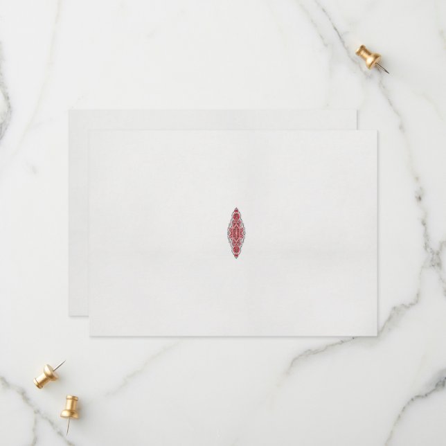 En röd och vit mönster spara datumet (Fram/Back In Situ)