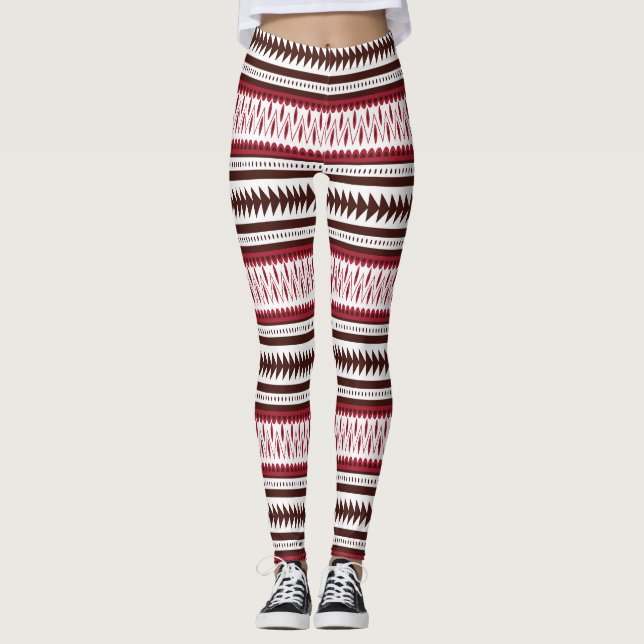 en röd och vit strimmig mönster leggings (Framsida)