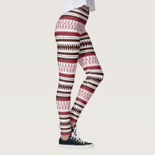 en röd och vit strimmig mönster leggings