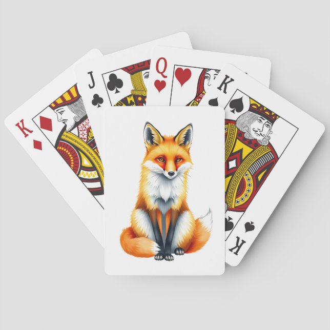 En röd räv som sitter ner casinokort (Baksidan)