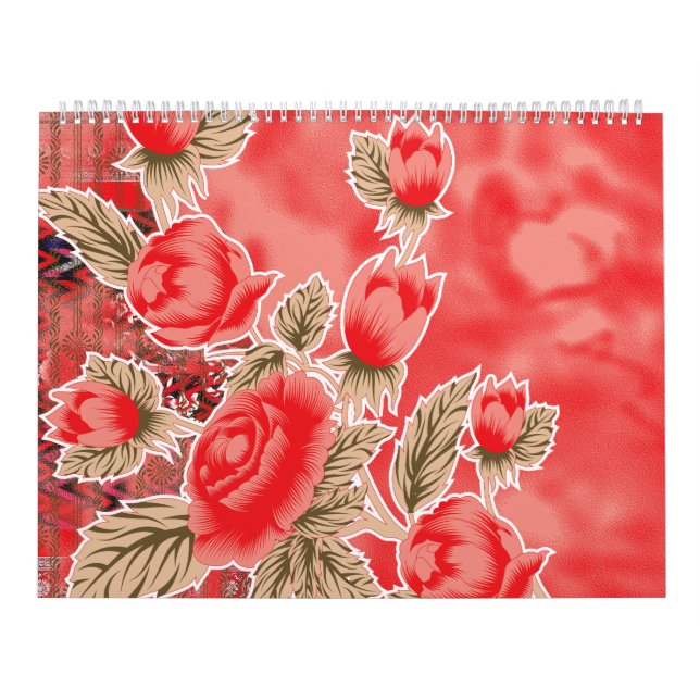 en röd scarf med blommor på den kalender (Omslag)