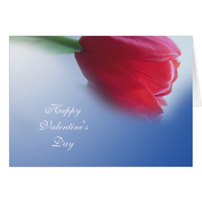 En röd tulpanblomma hälsningskort (Framsidan Horizontal)