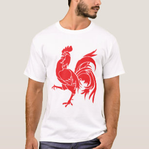 En röd tupp t shirt