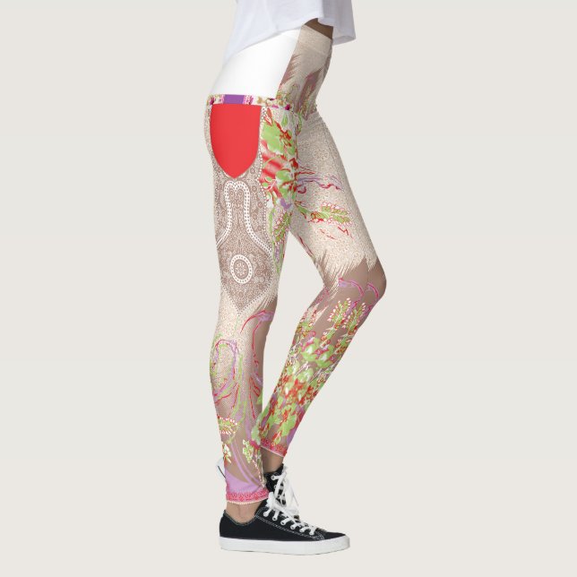 En röd vas med blommor på den leggings (Höger)