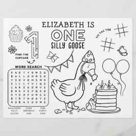 En rolig gås Första födelsedagsaktivitet placemat