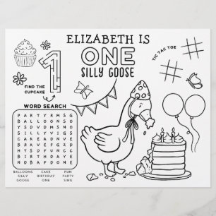En rolig gås Första födelsedagsaktivitet placemat