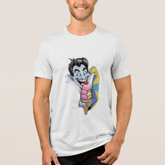 En rolig, inte så skrämmande vampyr som äter glass t shirt (Framsida)
