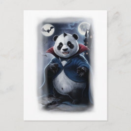 En rolig Panda Dracula på en vit Helg Vykort