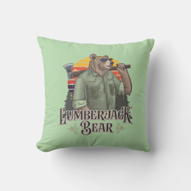 En rolig puss med en tecknad björn kudde (Framsida)