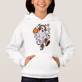 En rolig spöke med en pumpa och hörlurar. t shirt