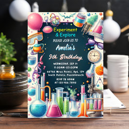 En Roligt Lab Kids Geek Nerd Mad Science 9:e födel Inbjudningar