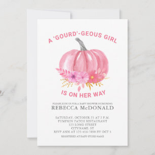 En Roligt Pun Rosa Pumpkin Flicka Shower Inbjudningar