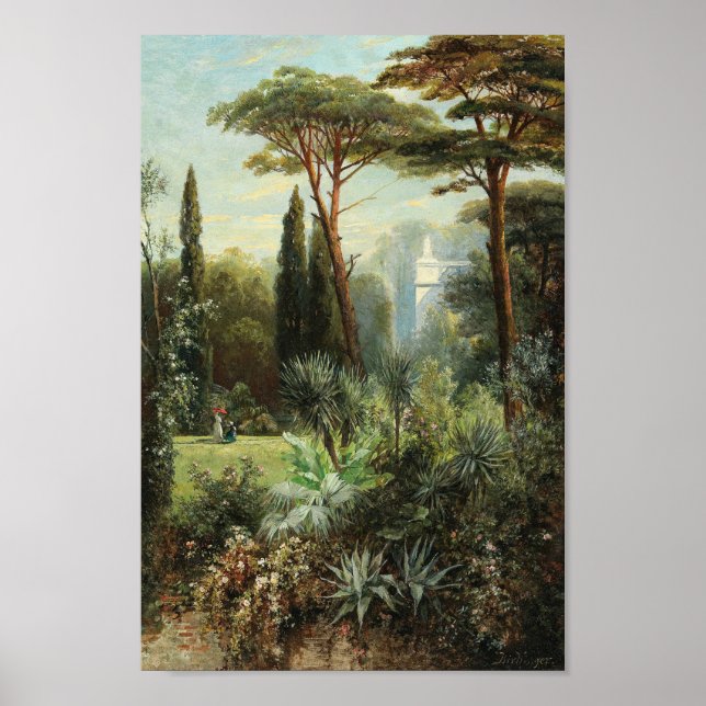 En Romantic Castle Park | Franz Xaver Birkinger Poster (Framsidan)