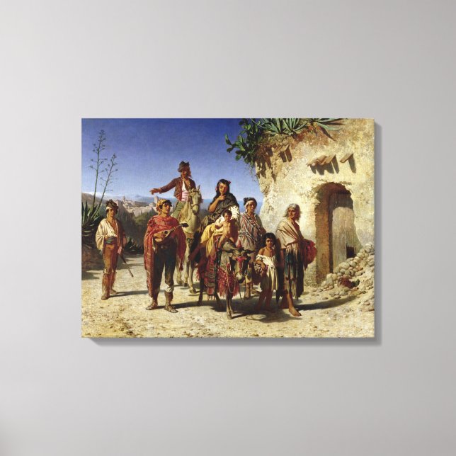 En romsk familj på vägen, 1861 canvastryck (Framsida)