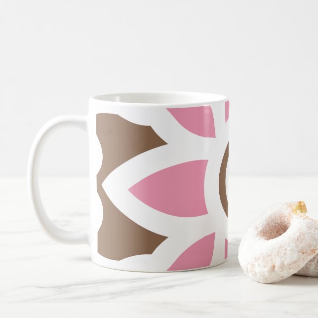 en rosa blomma på brun bakgrund kaffemugg (Med munk)